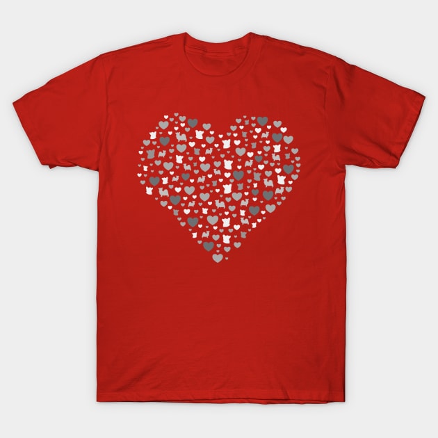 Papillon Love Hearts Butterfly Dog Valentine's Day Gift T-Shirt by DoggyStyles